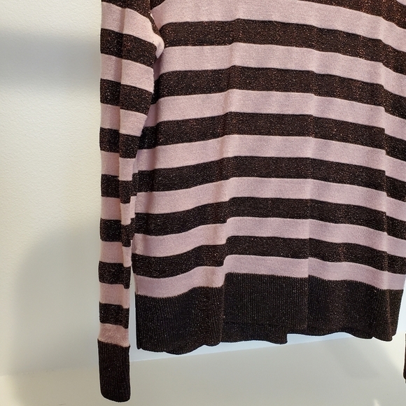 Rag & Bone June Pink Striped Metallic Merino Wool Ribbed Knit Sweater - Picture 5 of 7